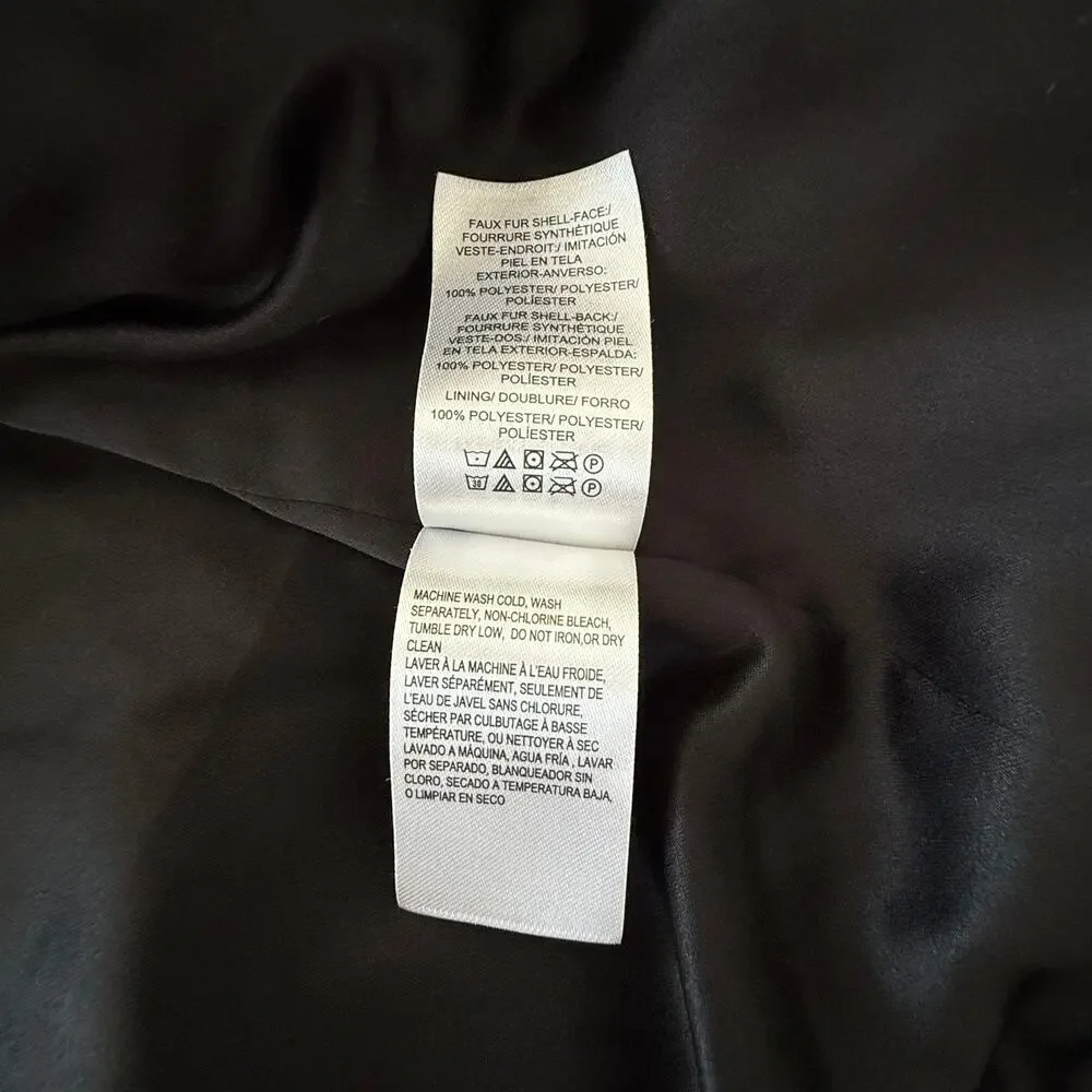 Lucky Brand Black Teddy Sherpa Hooded Jacket Women’s L Oversized Full Zip Cozy - Picture 8 of 16